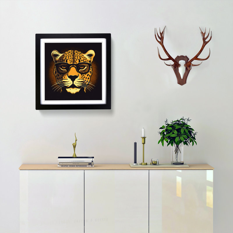 Cheetah Retro - Framed Print, Black