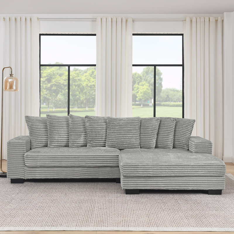Upholstered Sleeper Sectional Sofa, Gray