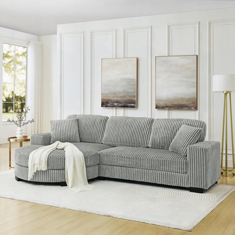 L-Shaped Modular Convertible Sofa, Gray