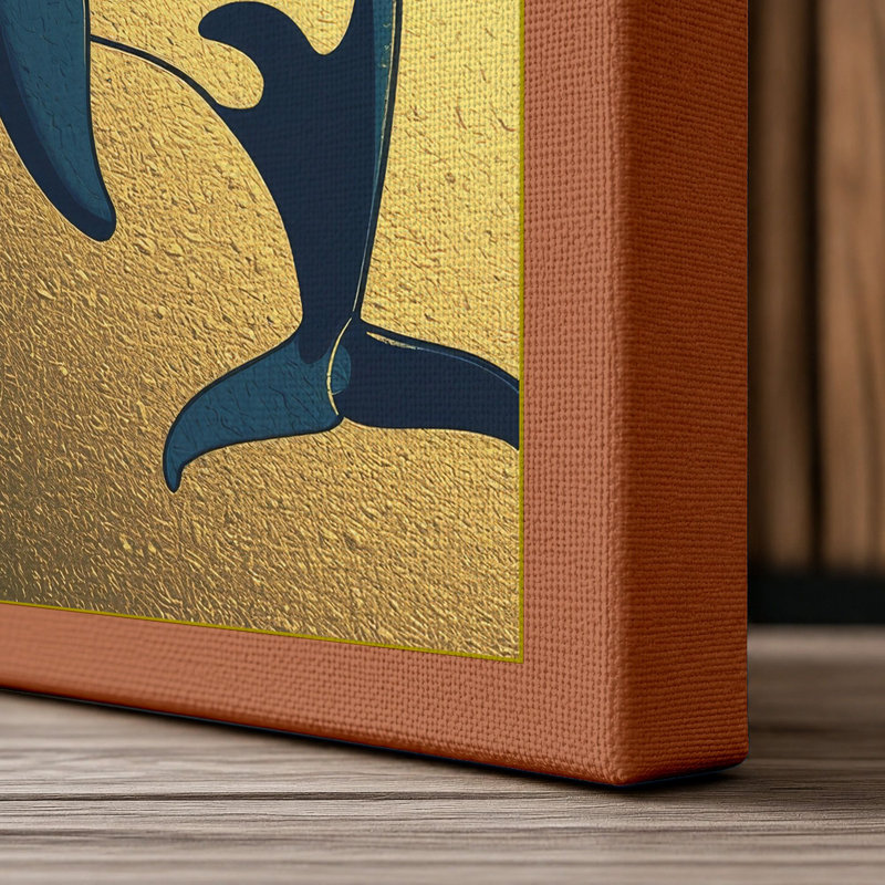 Breaching Orca Coastal - Wrapped Canvas, 36x24 - 91.4 x 61.0 cm, Terracotta Border