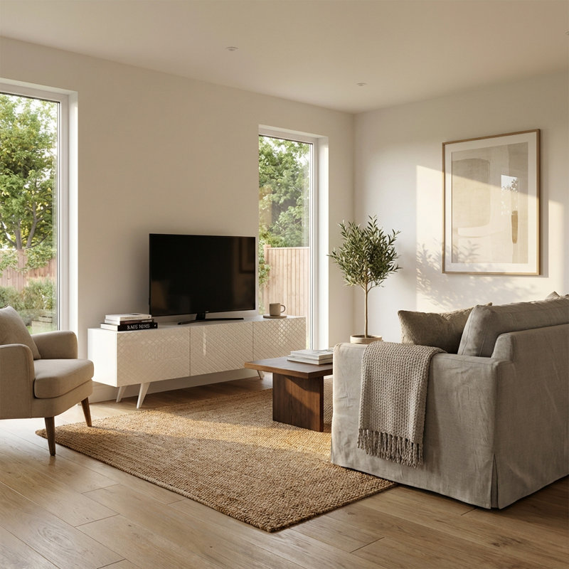 Meuble télé 70,9 po Jhream, Blanc