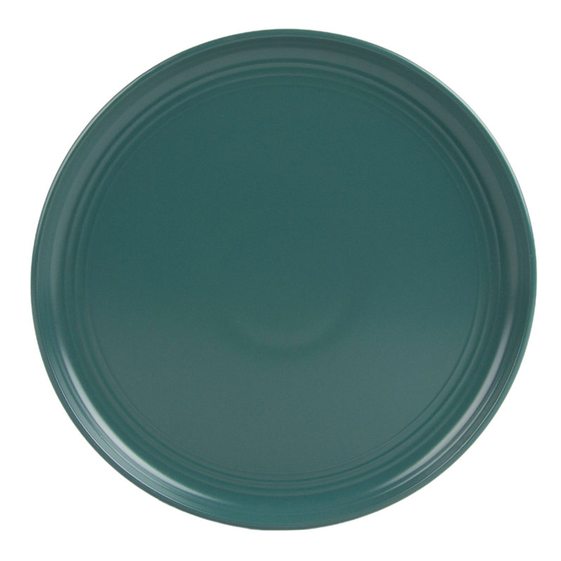 Emerald Green Glossy Ceramic Round Dinner Plates, Set of 6