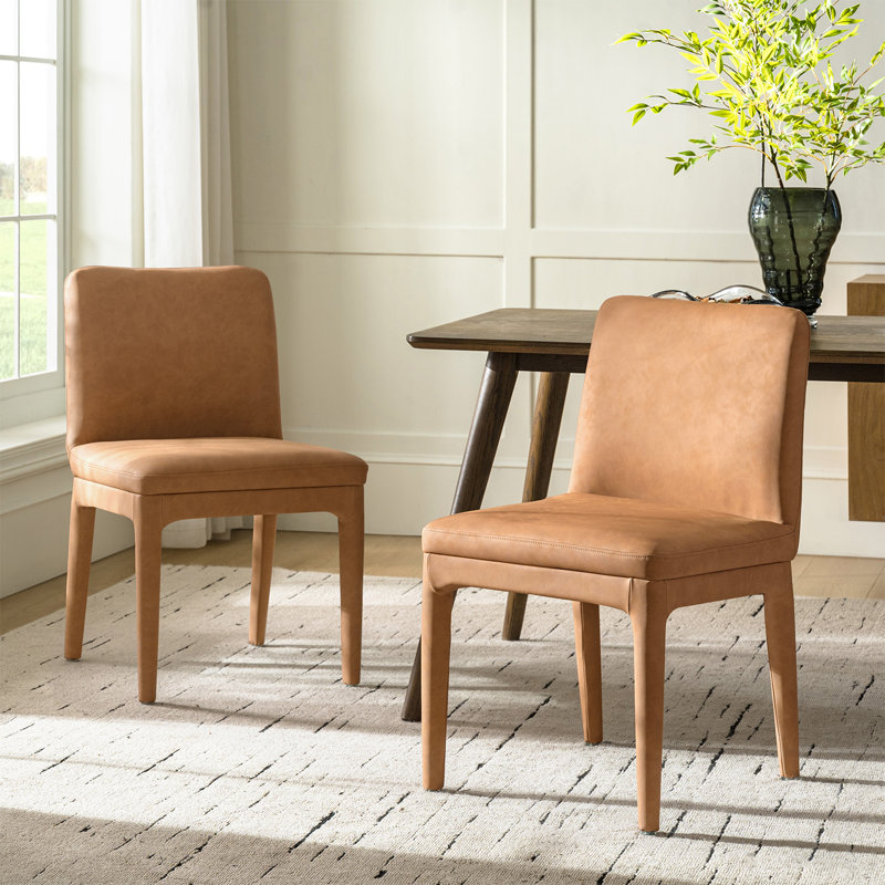 Eudora 33"H Modern Faux Leather Dining Chair(Set of 2), Camel