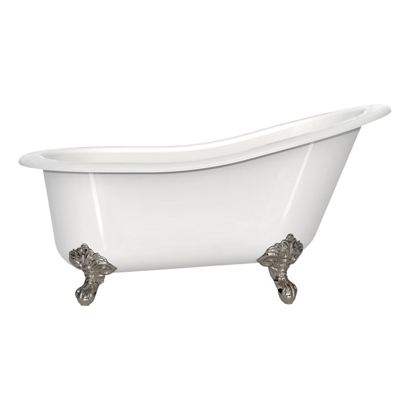 Shropshire 61" x 30" Freestanding Slipper Bathtub, Polished Nickel