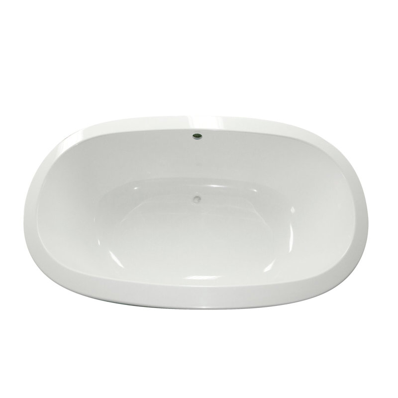 Seine 74'' x 44'' Drop-In Soaking Solid Surface Bathtub, Matte White, Satin Brass