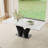 63''-94'' Extendable Marble Dining Table, Rectangular Dining Table with Black Stainless Steel Base