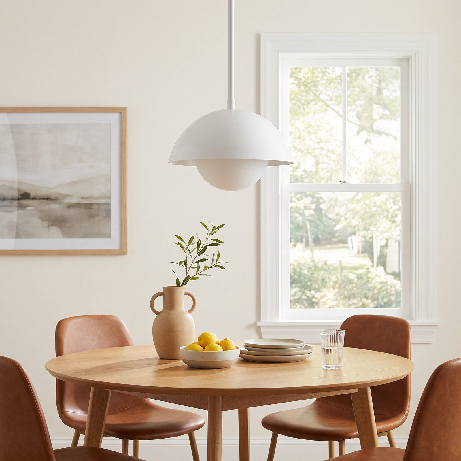 Montana Dimmable Dome Single Light Pendant, White