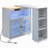Rolling Kitchen Island With Extended Table, Kitchen Island On Wheels With LED Lights,Power Outlets And 2 Fluted Glass Doors, Kitchen Island With A Storage Compartment And Side 3 Open Shelves-10912837