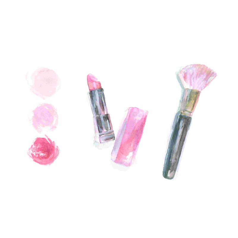 Maquillage et pinceau, H 8 po x l 12 po