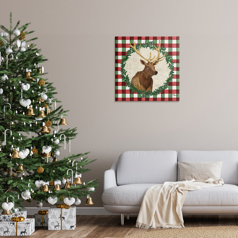  «Plaid Holiday Elk» par Paul Brent, H 30 po x l 30 po