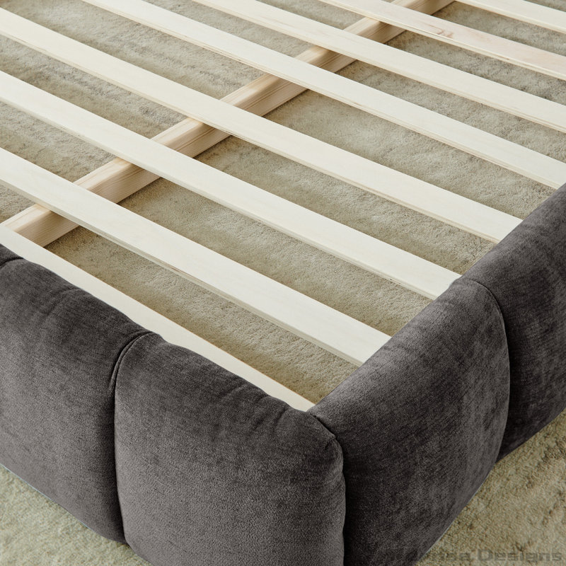 Structure de lit plateforme en chenille, Gris foncé