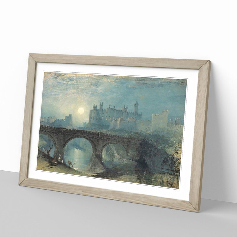 Alnwick Castle by Joseph Mallord William Turner - Picture Frame Graphic Art, 27cm H x 36cm W x 2cm D, Oak Framed