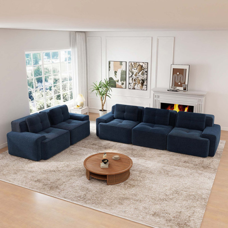 Canapés capitonnés en velours côtelé avec passepoil 2 + 3 places avec design antidérapant, sans assemblage pour les salons, appartements, studios