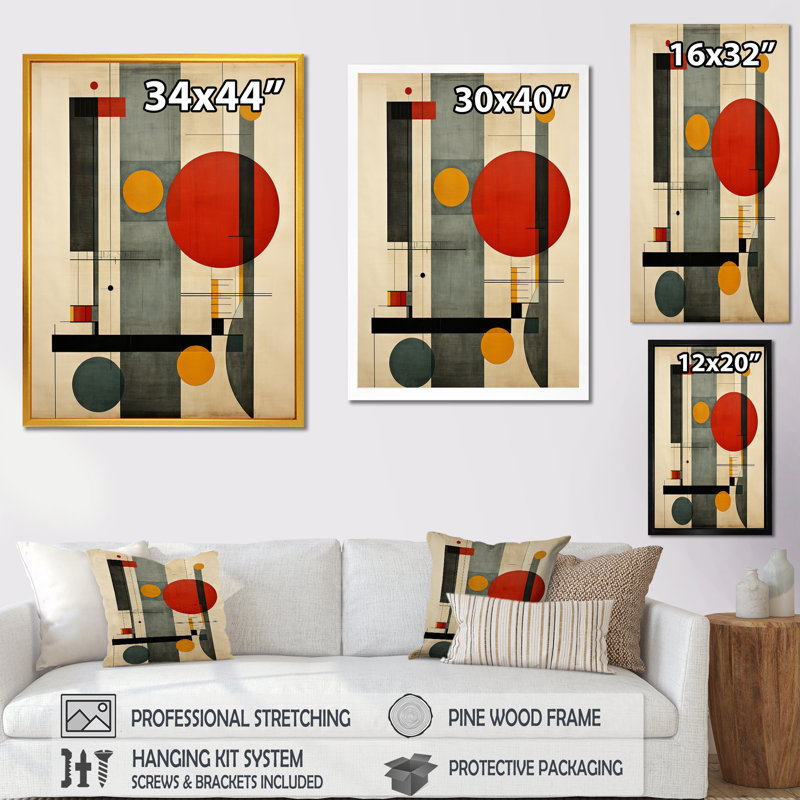 Distance des rêves, rétro géométrie des couleurs rétro - impression sur toile géométrique moderne, 20" H x 12" W