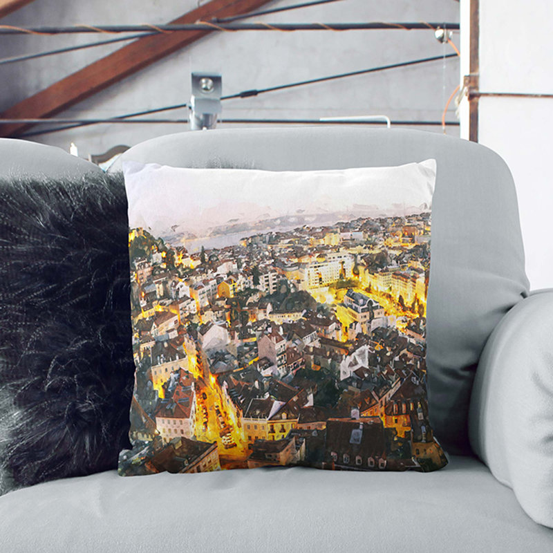 Lisbon Portugal Cushion with Filling, 40cm H x 40cm W x 15cm D