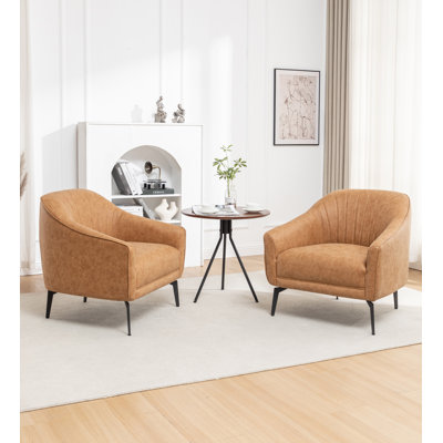 Fauteuil demi-tonneau en simili cuir Ammon