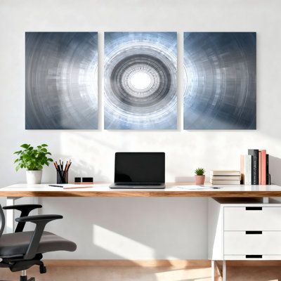 Abstract Geometric Circle Pattern Canvas Wrapped Wall Art Oil Painting Print Set Of 3 For Modern Living Room Bedroom Office Decor