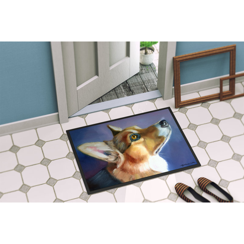 Paillasson d’extérieur antidérapant whipholt Corgi dévotion, Rectangle 2 pi x 3 pi