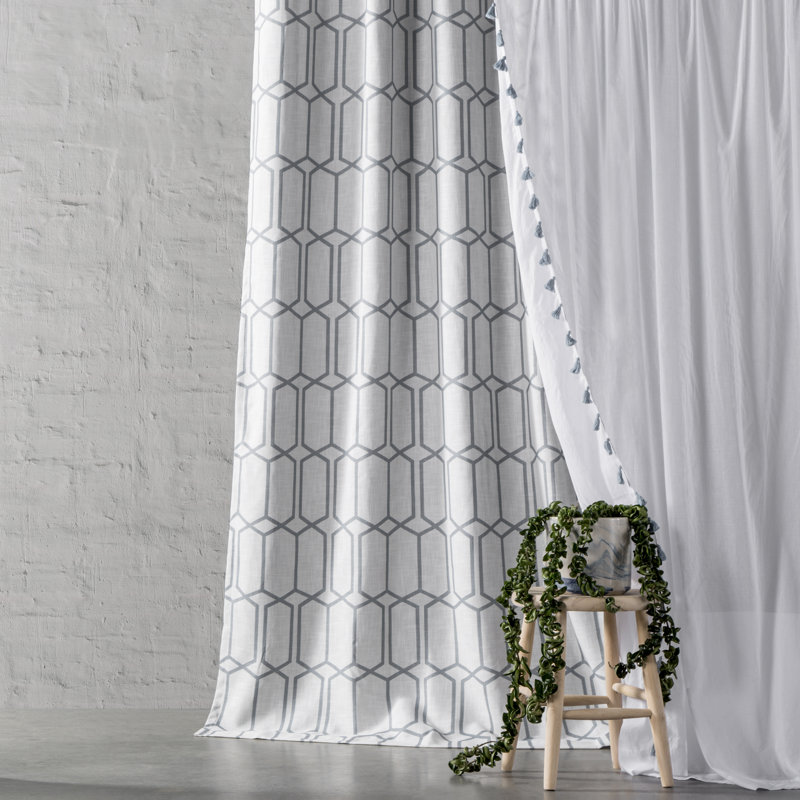 Albesa Linen Blend Room Darkening Single Curtain Panel, Slate Blue, 52" W x 95" L