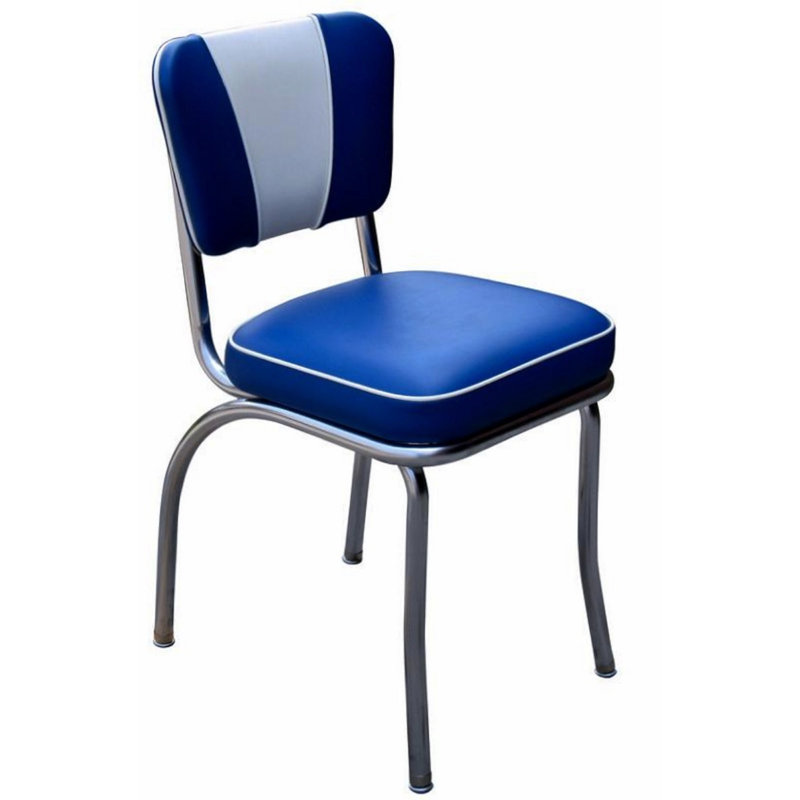 Retro Home Upholstered 'V' Back Dining Chair, Royal Blue