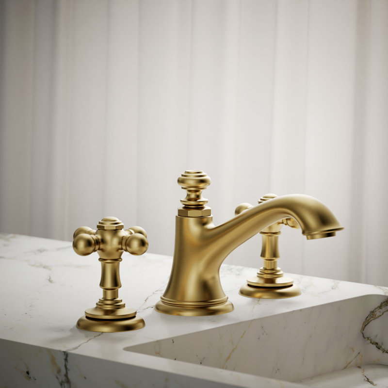 Artifacts® Bathroom Sink Cross Handles, Vibrant Brushed Moderne Brass