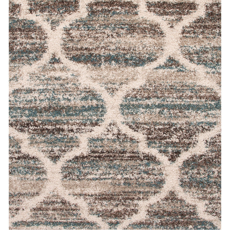 Tapis bleu / brun / brun clair Trellis