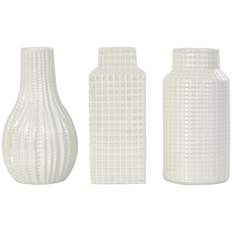 Ensemble de vases décoratifs Ummuhan, Crème, H 7,60 po x l 3,05 po x P 3,15 po
