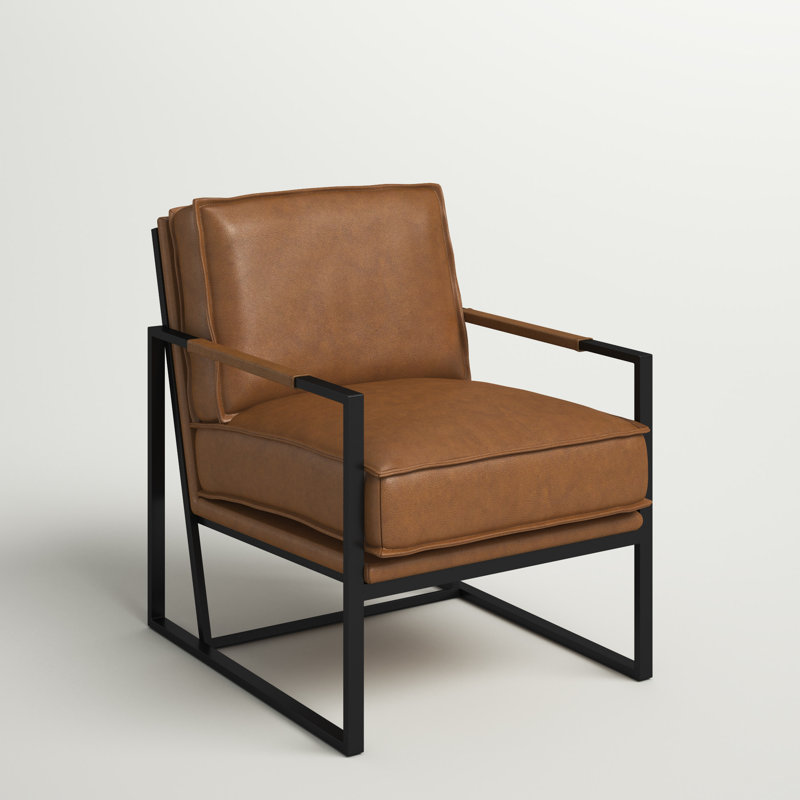 Gaines Upholstered Armchair, Saddle Genuine Leather