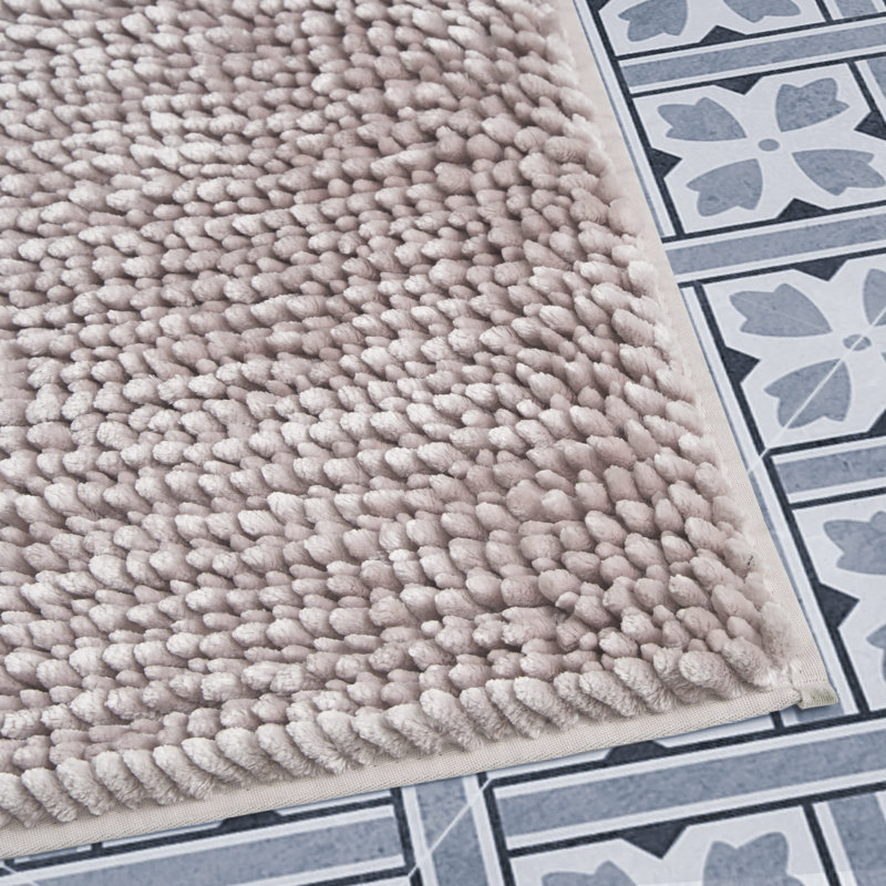 Laura Ashley Butter Chenille Bath Rug, 17" W x 24" L, Blush
