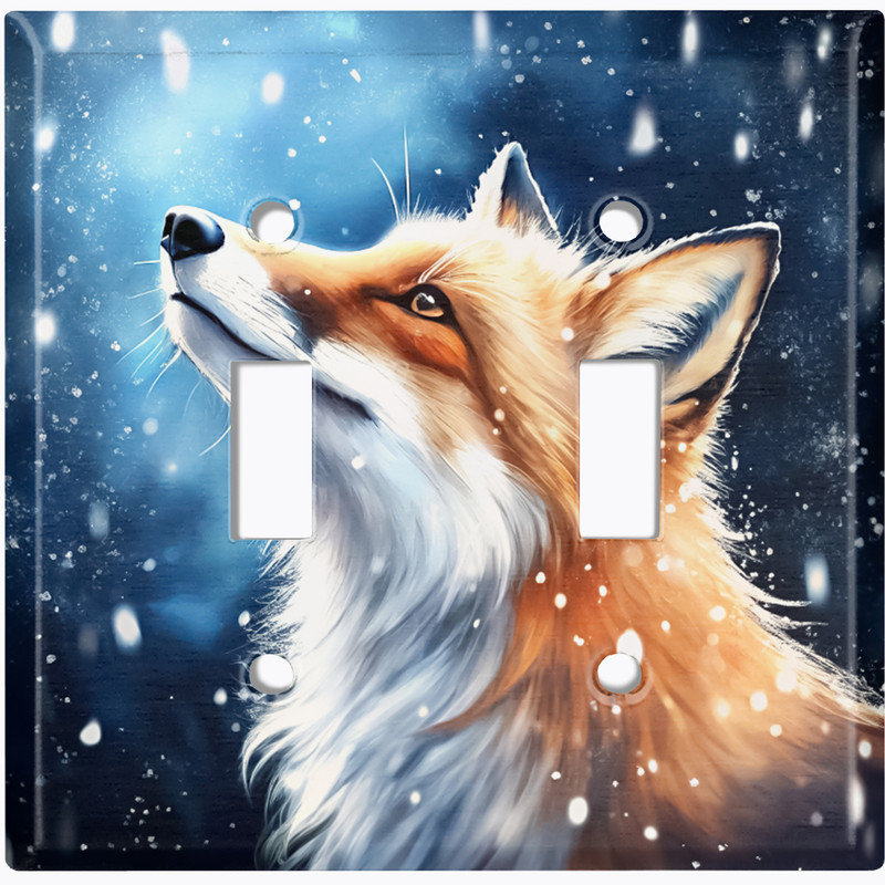 Couvercle de plaque d'interrupteur en métal; Bascule de taille standard US 2 - Winter Fox, Double # 2