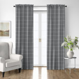 Shay Window Pane Gray Cotton Rod Pocket Drapery Panel Set of 2
