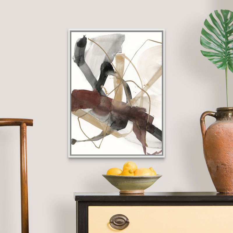 «Bourgogne Interjection I» par Jennifer Goldberger - reproduction d'art, H 18 po x l 14 po, Toile avec cadre, Blanc