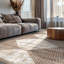 Tapis beige à rayures géométriques brunes-1905198091