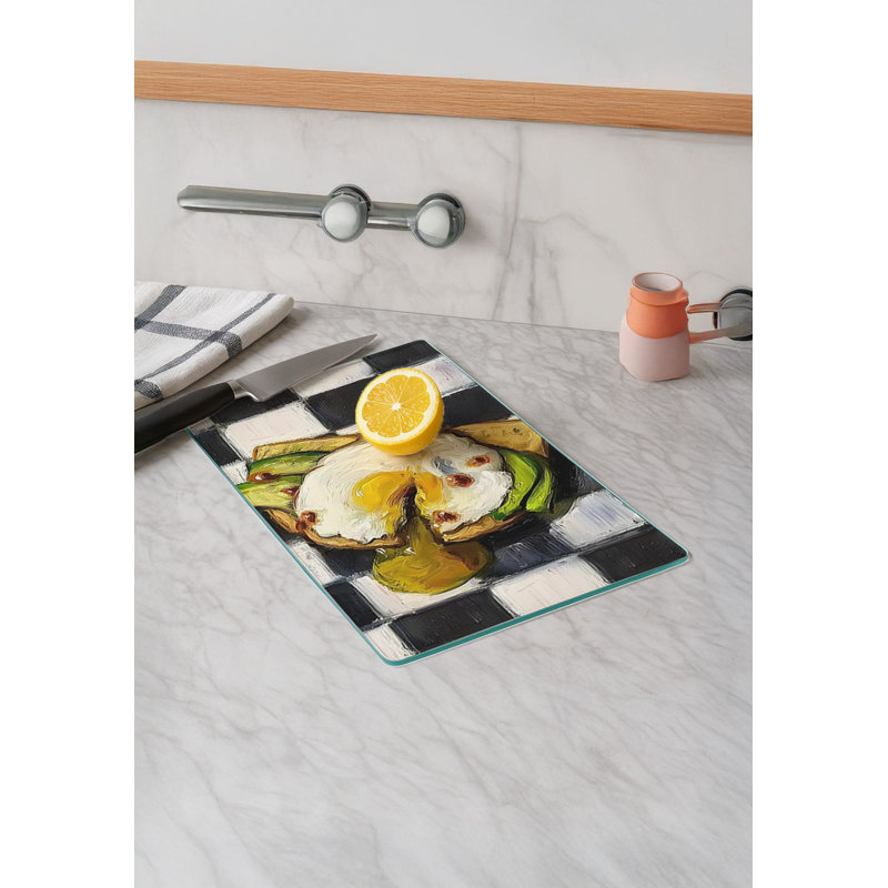 Premium Tempered Glass Cutting Board, 11.8 x 15.7 inches | 100% Antibacterial, Easy Clean Design with Non-Slip Silicone Feet | Ideal for Safe Food Preparation in Kitchen, Stylish & Functional