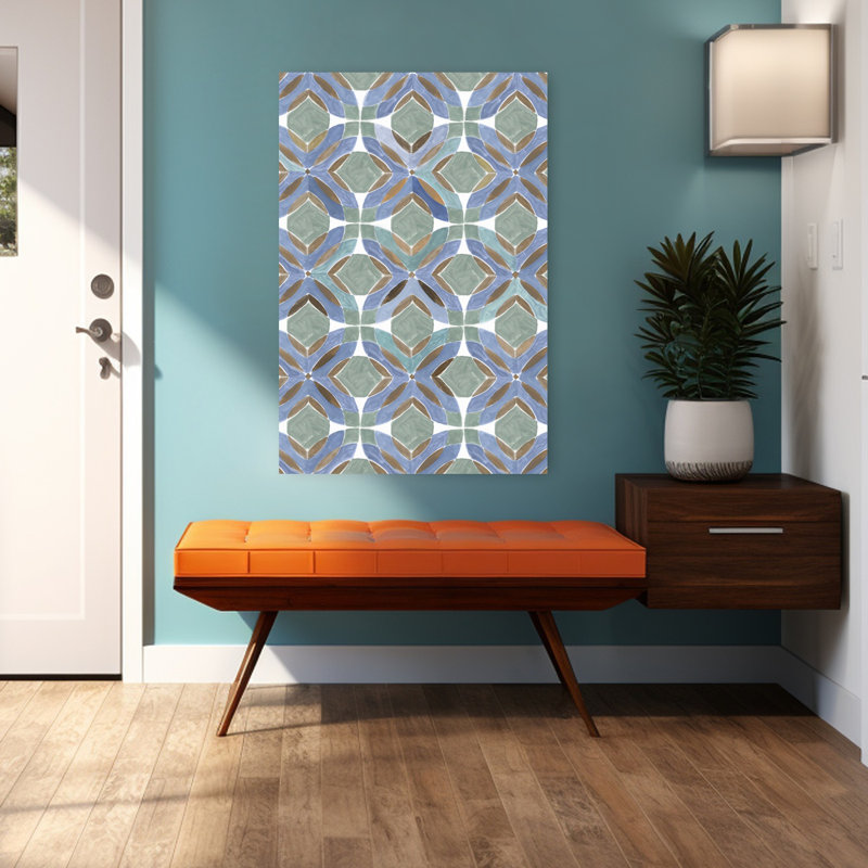 Art géométrique contemporain abstrait brodé Opulence III, H 48 po x l 32 po