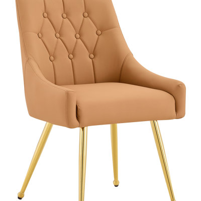 Chaise de salle à manger rembourrée en cuir avec dossier capitonné Diamond