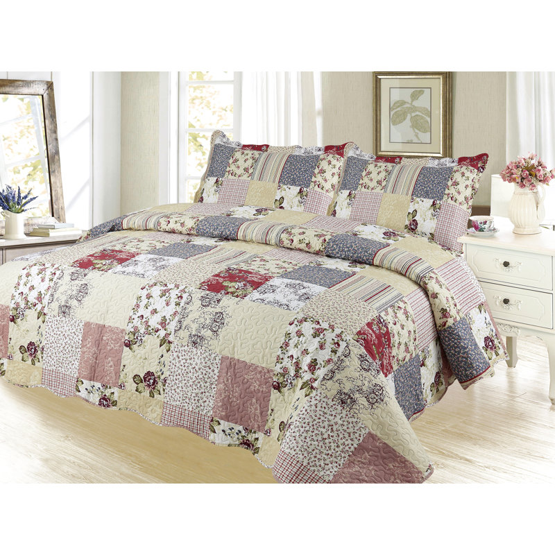 Ensemble de courtepointe 3 pièces Kanter Home Literie Pinsonic Bedding, Grand