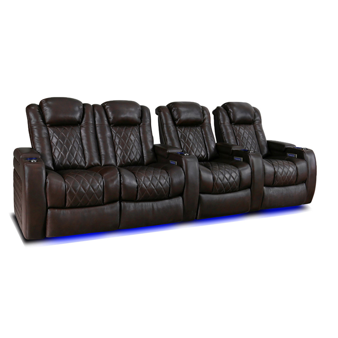Tuscany Upholstered Home Theater Seating with Cup Holder Orren Ellis