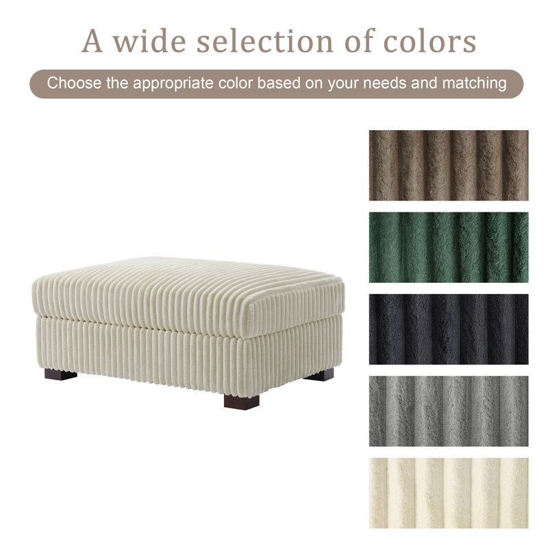 41.75cm Wide Rectangle No Ottoman, White