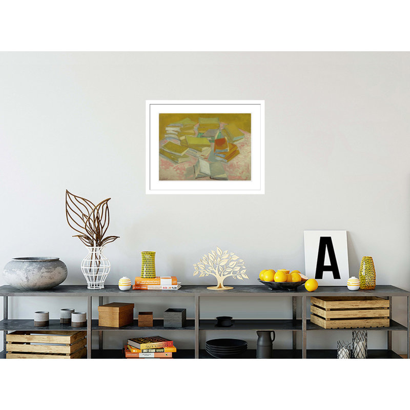 «Piles of French Novels» par Vincent van Gogh, impression giclée encadrée, H 23,34 po x l 29,5 po