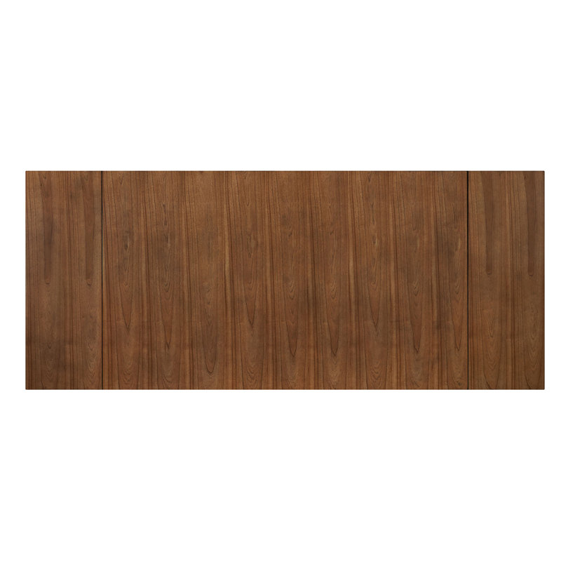 94"X40" + 14" Double E. Leaf Wooden Dining Table W/ Plank Support, Brown