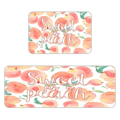 Ensemble de 2 tapis de cuisine rose aquarelle pêche