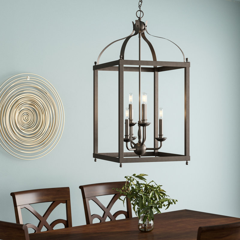 Larkin 6 - Light Dimmable Lantern Square / Rectangle Chandelier, Olde Bronze