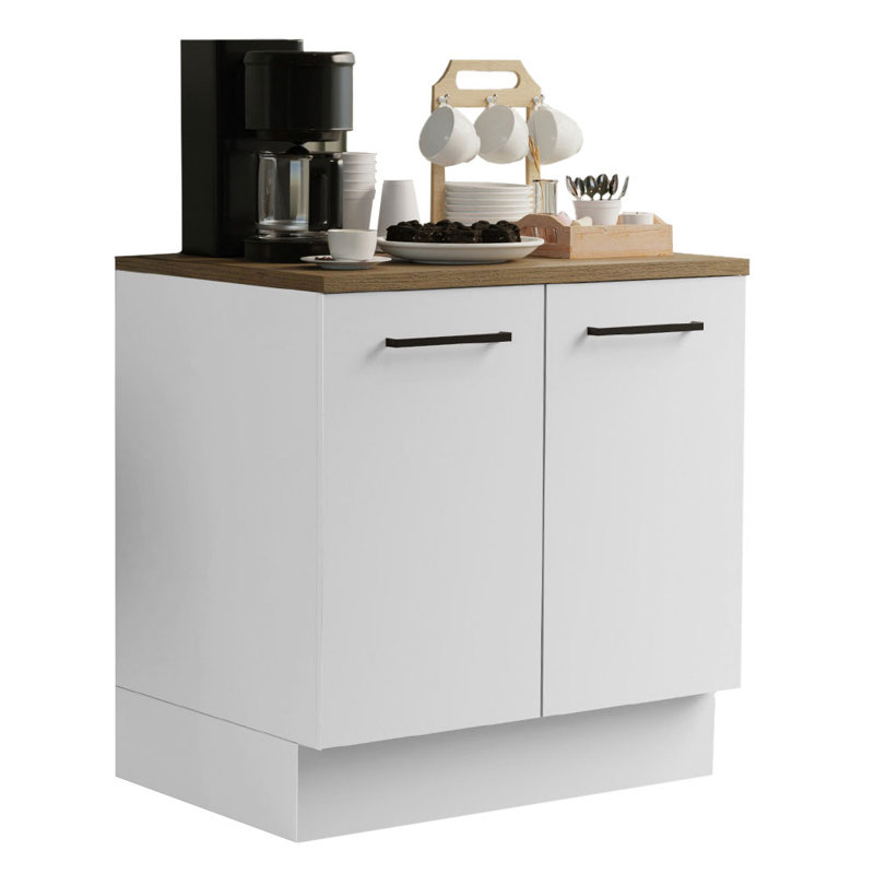 Latitude Run® Coffee Bar Cabinet with 2 Doors Wooden Storage Unit for Kitchen, Dining Room, Office Perfect for Coffee Makers – White