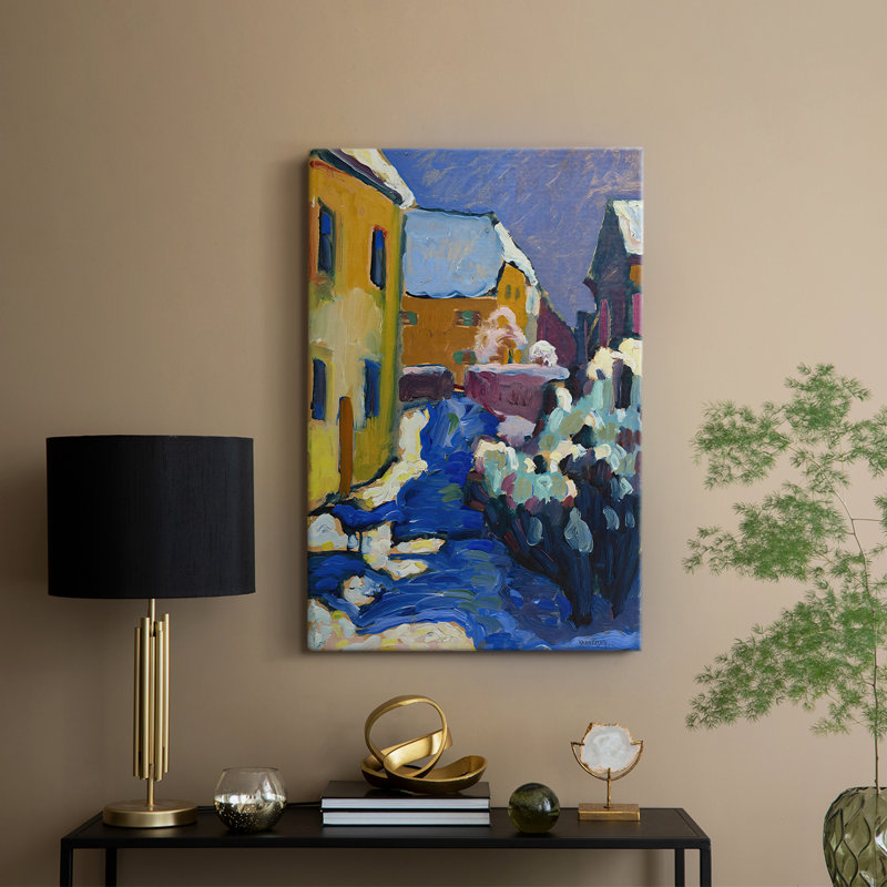 Cimetière et presbytère à Kochel - Toile tendue sur châssis par Wassily Kandinsky, 12 x 18