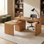 Bureau assis-debout électrique Bachman 63"L avec plateau pivotant à 360°, tablette de rangement, armoire et plateau en bois massif