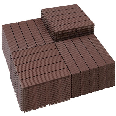 12" x 12" Anti-Slip Waterproof Plastic Interlocking Deck Tiles (Set of 54)