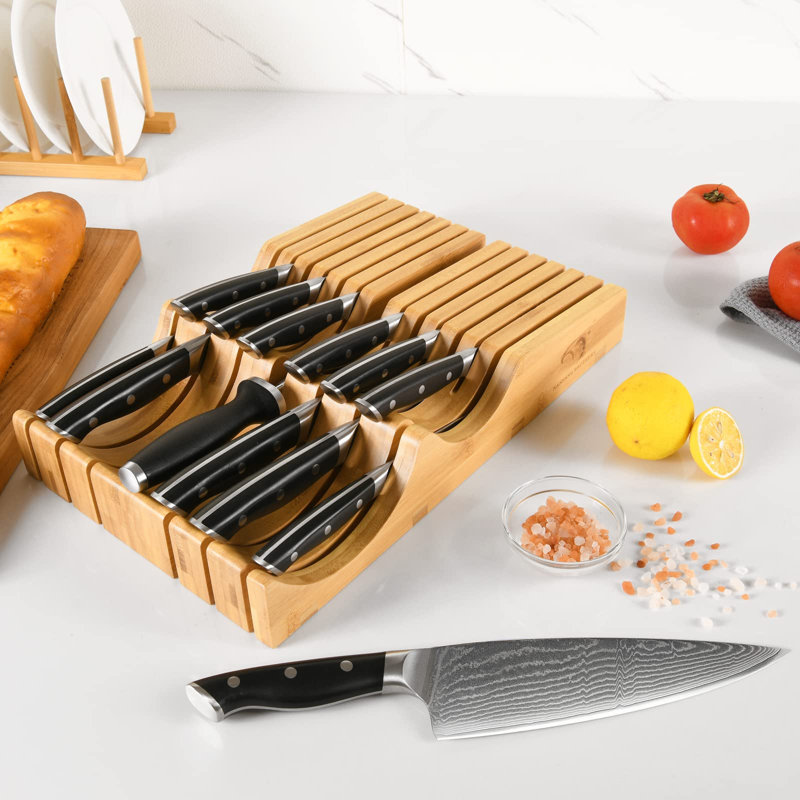 14-Piece Damascus Set, 12 Knives & In-drawer Knife Block