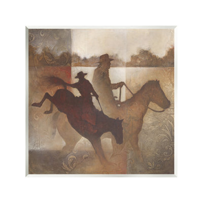 «Rustic Cowboy Silhouettes», art mural par échelle blanche