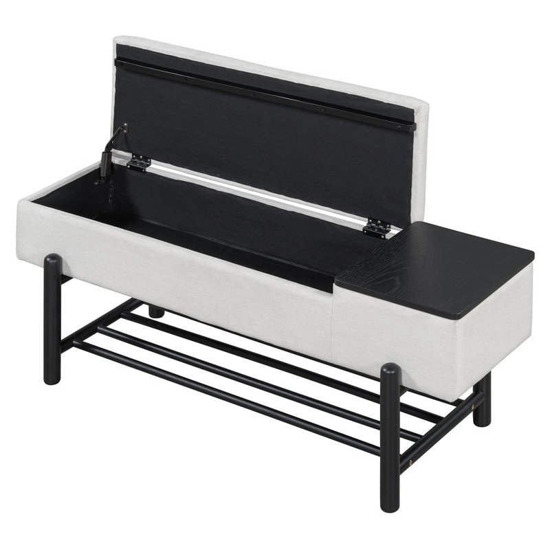 Upholstered Storage Bench, Black